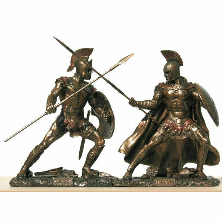 Hector & Achilles Greek Mythology Heros Cold Cast Βronze statues 12.5cm/5inches-image
