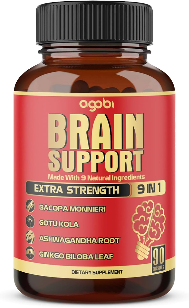 9-in-1 Brain Support with Ashwagandha & Gotu Kola for Focus & Memory Boost