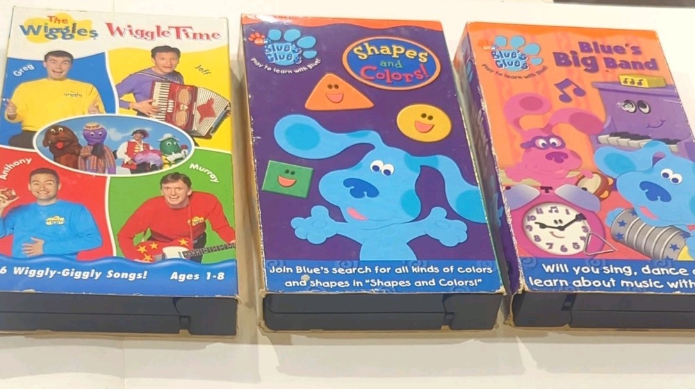 lot of 3 VHS The Wiggles Wiggle Time Blue's Clues Shapes Colors Big Band