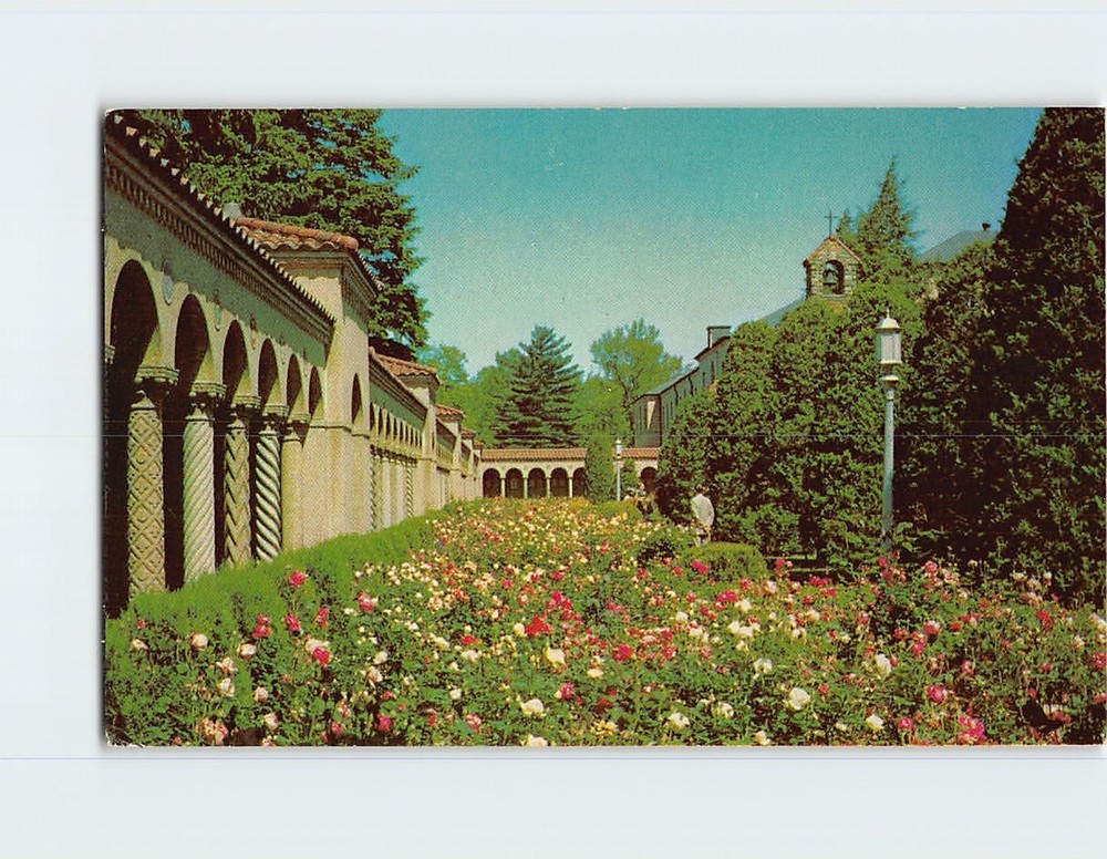 Postcard Rose Gardens and Rosary Portico Franciscan Monastery Washington DC USA