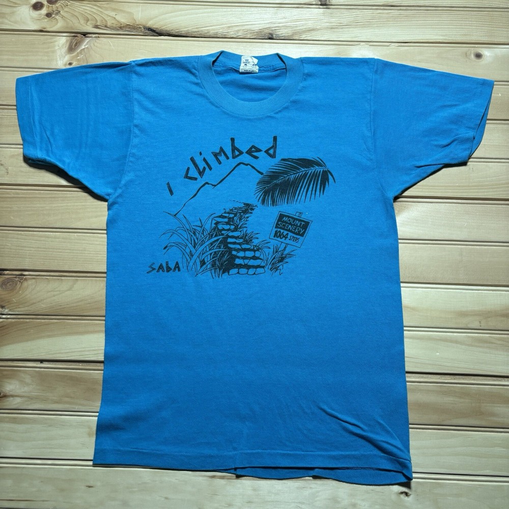 Vintage 80s I Climbed Mount Scenery Beach Mountain Single Stitch Shirt Size M