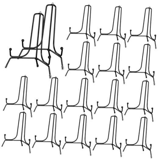 18-piece black iron anti-slip 6-inch display plate stands for art and photos