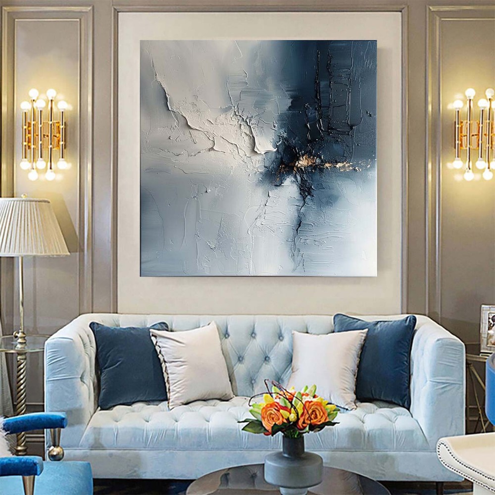 oil painting Abstract on canvas Modern wall decor Black and Gray Hand-painted