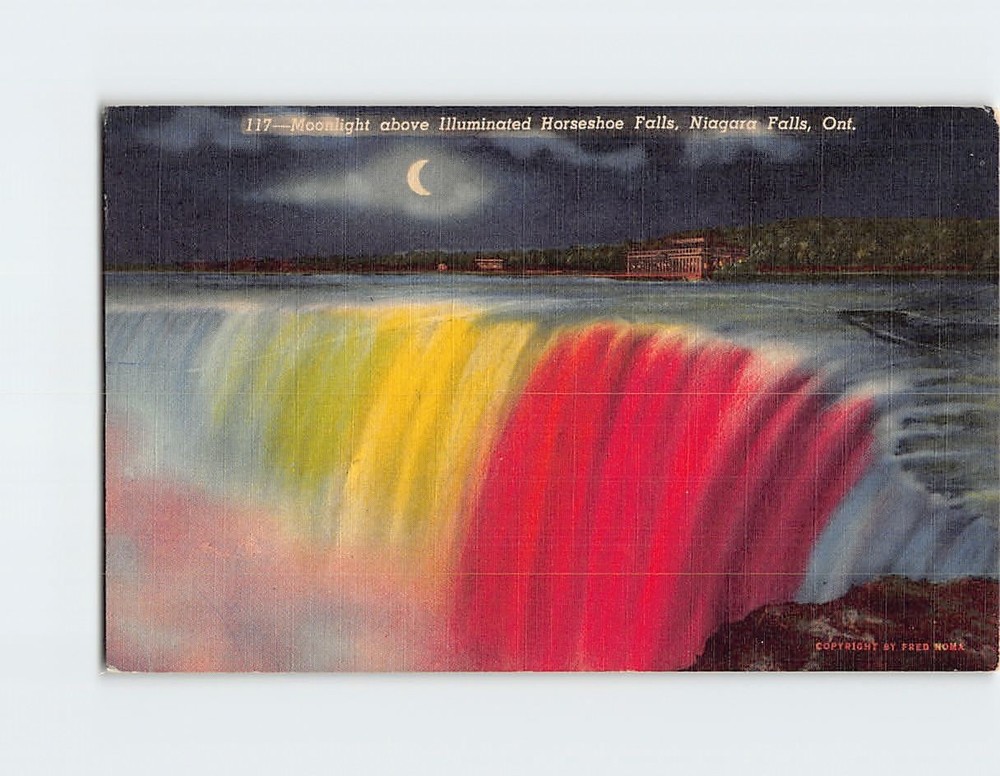 Postcard Moonlight Above Horseshoe Falls Niagara Falls Ontario Canada