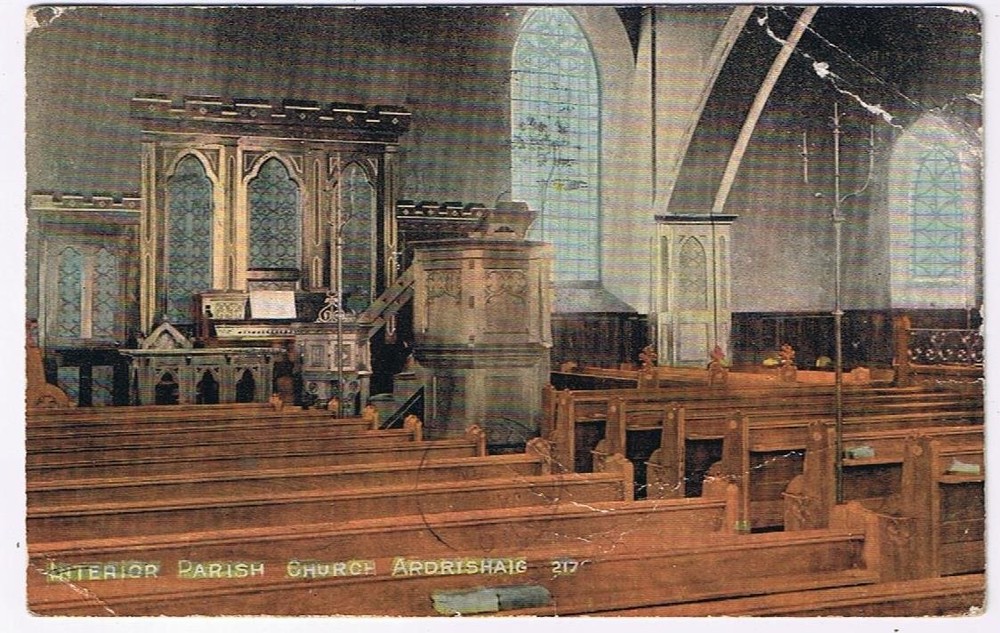 United Kingdom UK Scotland Postcard Ardrishaig Interior Parish Church 1912