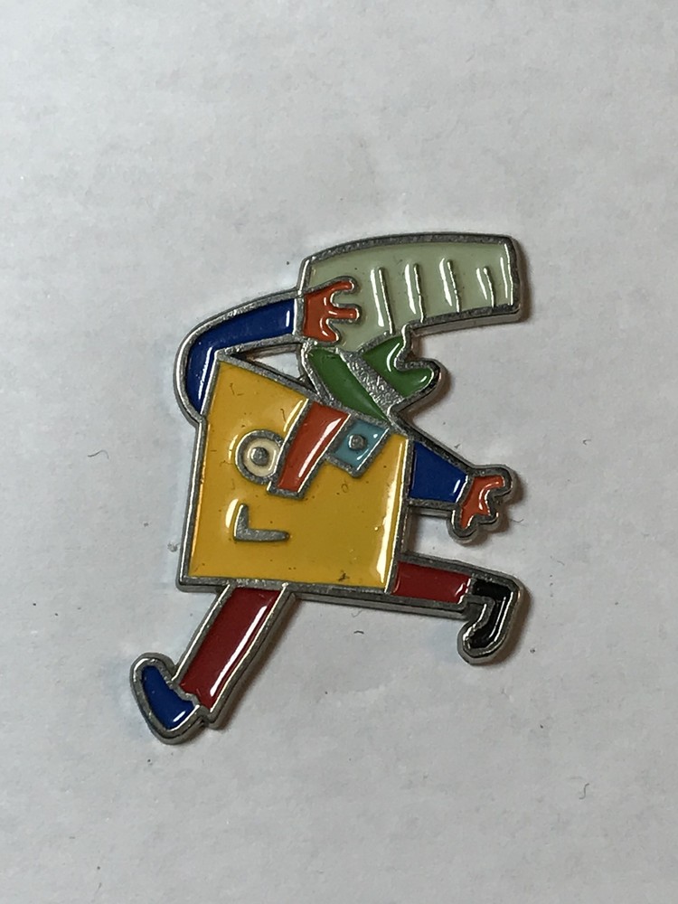 PIN ABSTRAC ART  SQUARE YELLOW RED AND BLUE WITH PAPER 2-image