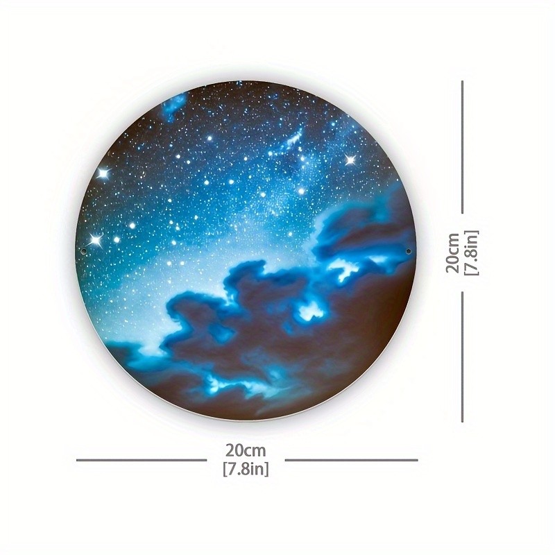 Starry Nebula with Eucalyptus Round Aluminum Wall Art Dreamy