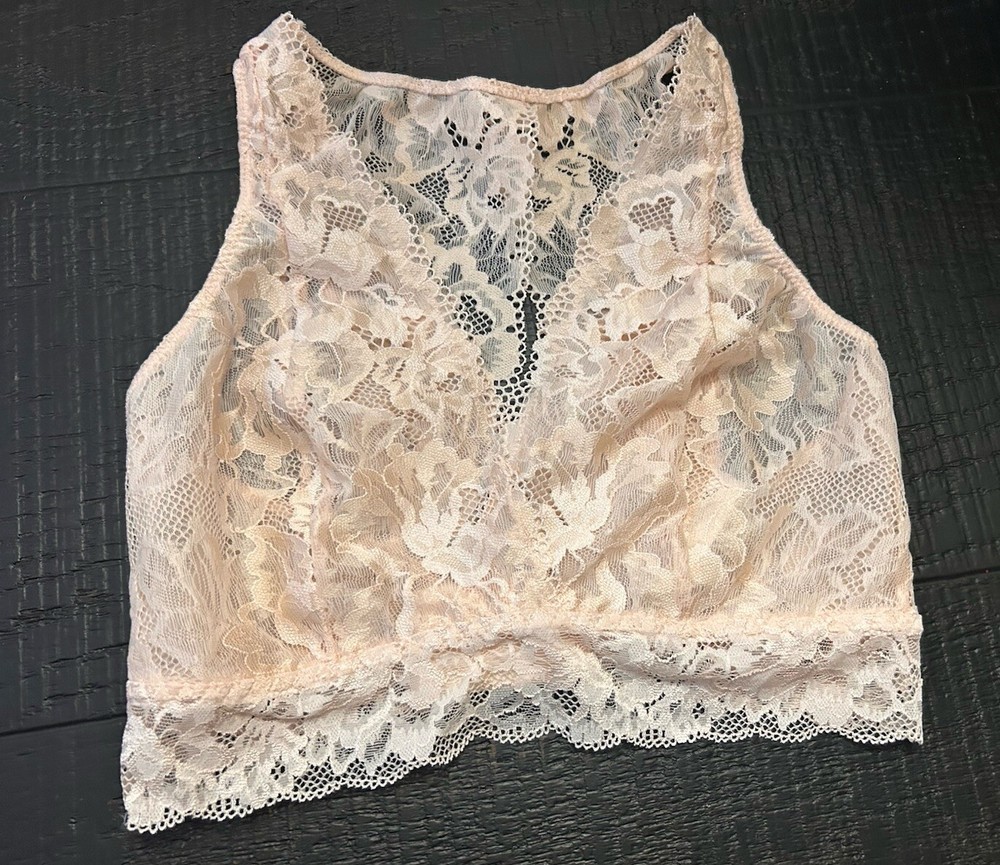 NWT SOMA Embraceable Signature Lace Back Bralette Sz Small ~ Porcelain Pale Pink