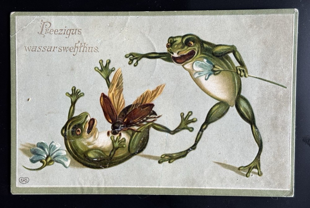 Antique Frog Postcard Anthropomorphic Insects German Novelty c1905
