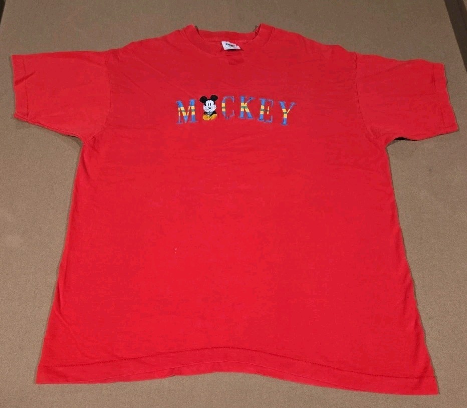 Vintage Mickey & Co Embroidered Mickey Mouse T-shirt Sz Large USA Single Stitch