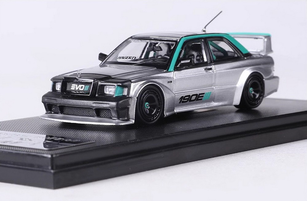 RM 1/64 Scale Mercedes-Benz 190E Evolution II Silver Diecast Cat Model Toy