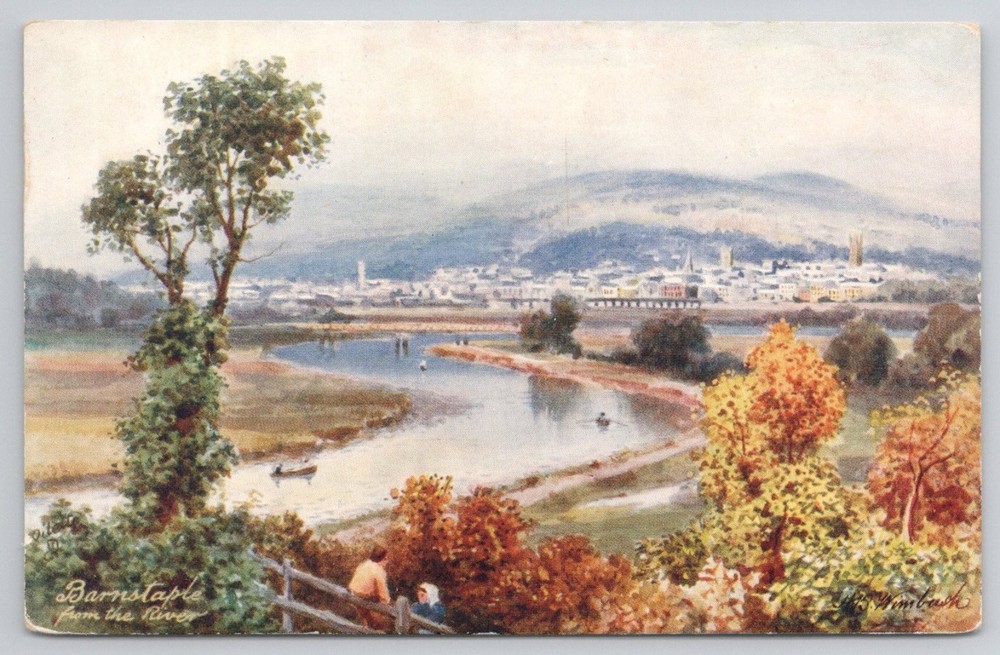 Barnstaple from River Raphael Tuck Oilette Postcard H. Wimbush Art England