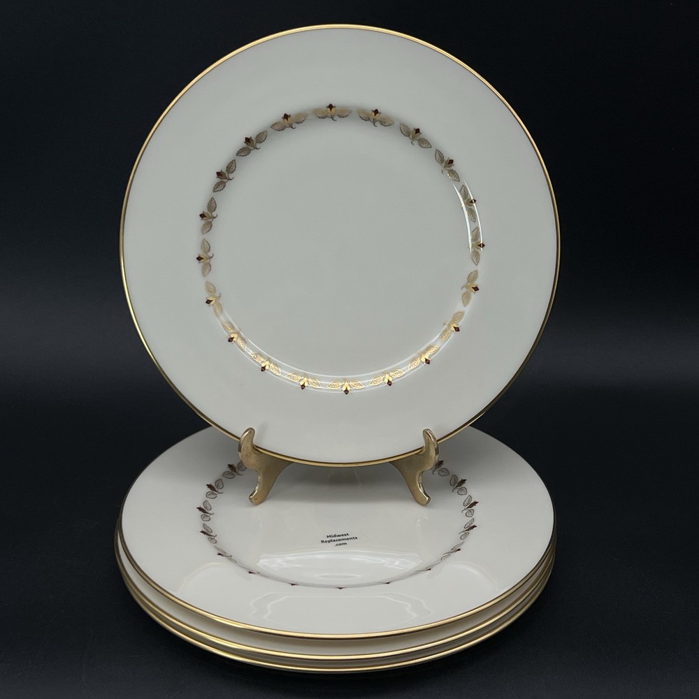 Lenox Romance Rosebud And Gold Trim Set Of 4 Salad Plates 8 3/8” Made In USA