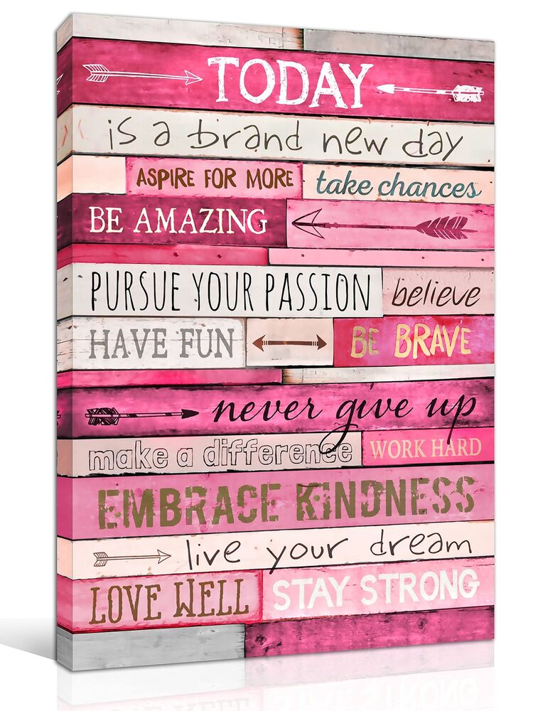 Inspirational Wall Decor For Office - Pink Bedroom Wall Art - Motivational La...