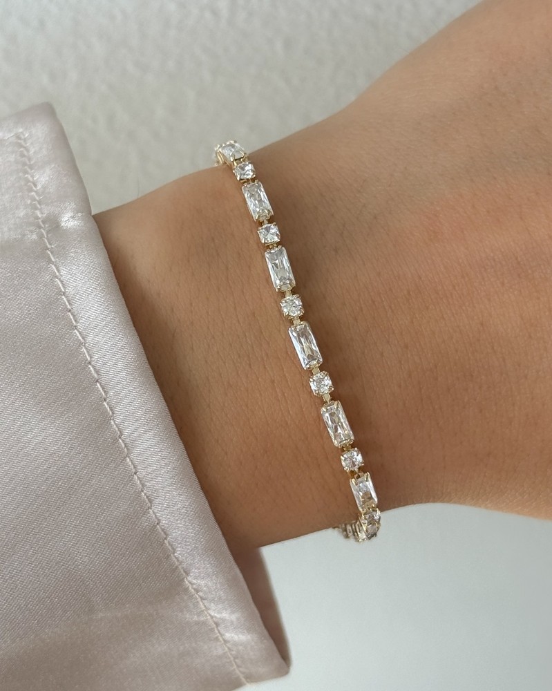 14K Gold Tennis Chain Bracelet, | CZ Tennis Bracelet