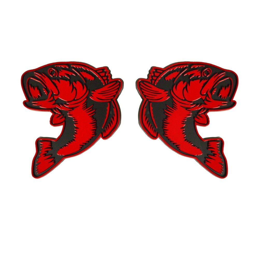 3D Red Bass Fish Emblem Decal for Car Truck SUV Set of 2