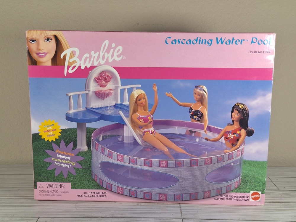 Vintage Mattel Barbie Cascading Water Pool Playset Doll House Furniture NIB 2001