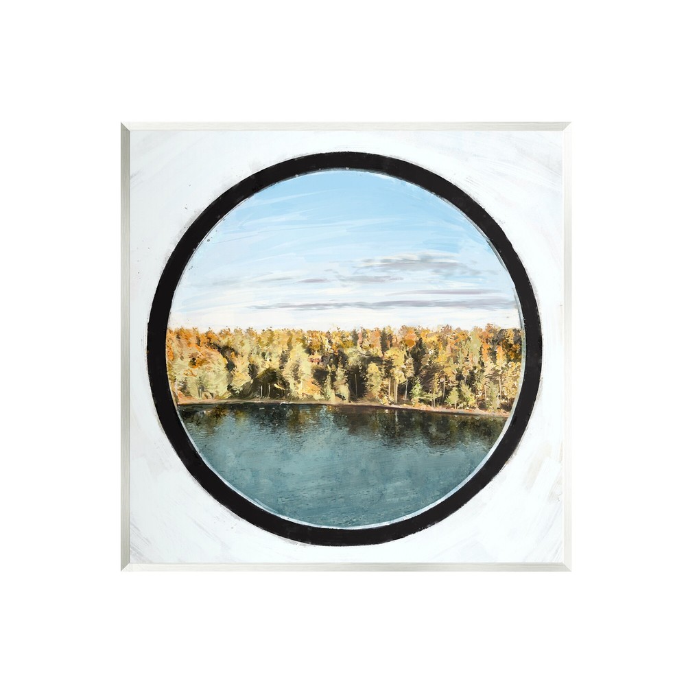Stupell Autumn Woodland Forest Lake Through Porthole