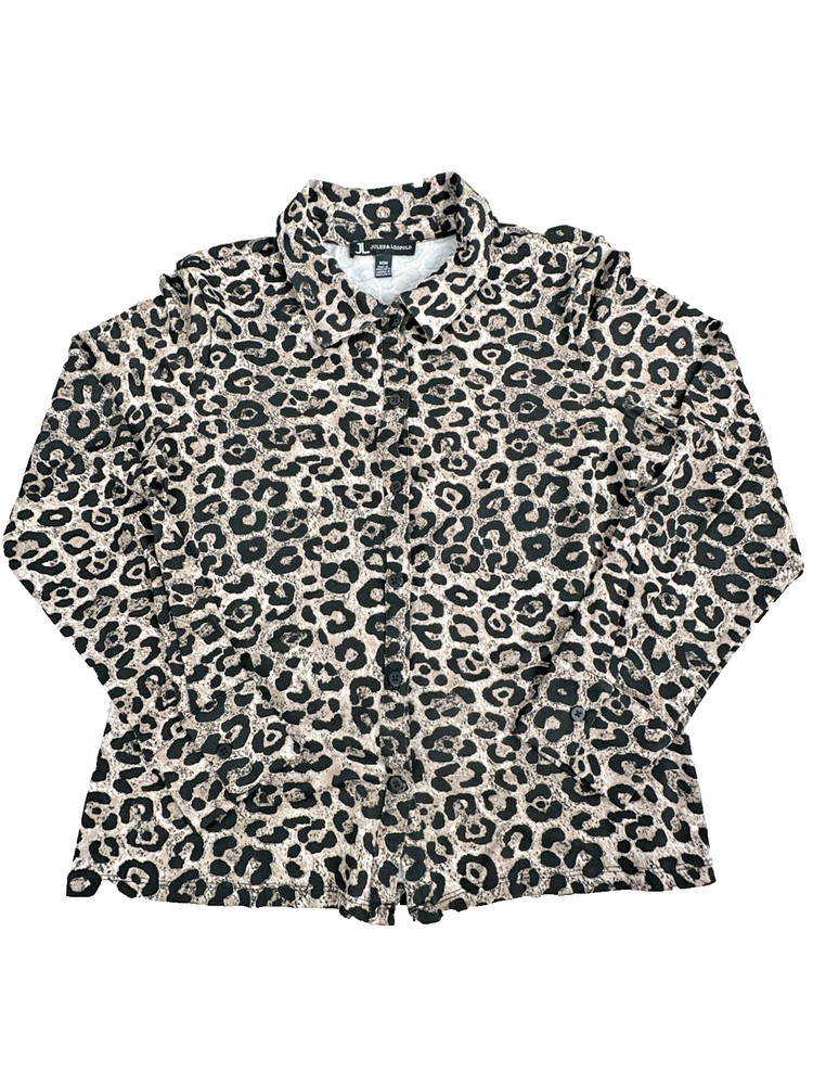 Jules & Leopold Leopard Print Button Up Shirt Women’s Size M Animal Print Blouse
