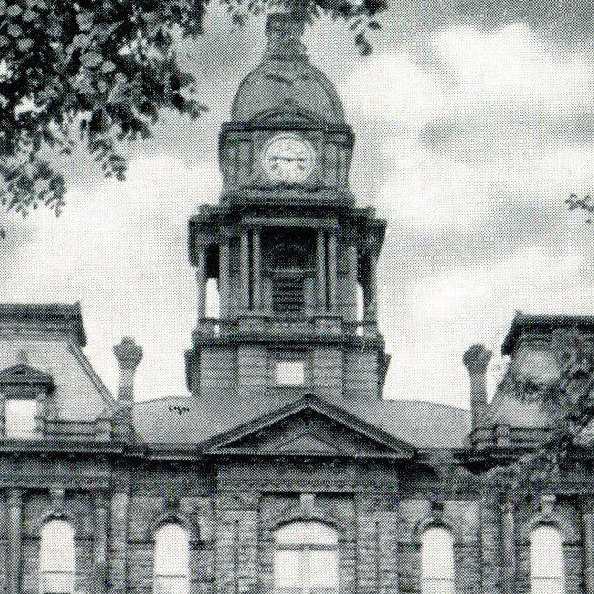 1951 Vintage Postcard Ohio Millersburg Court House Street View Clock Tower-O131
