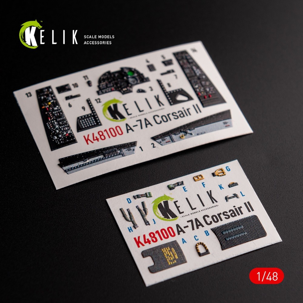 A-7A Corsair II. Interior 3D Decals (for HobbyBoss) Scale 1:48 KeliK K48100