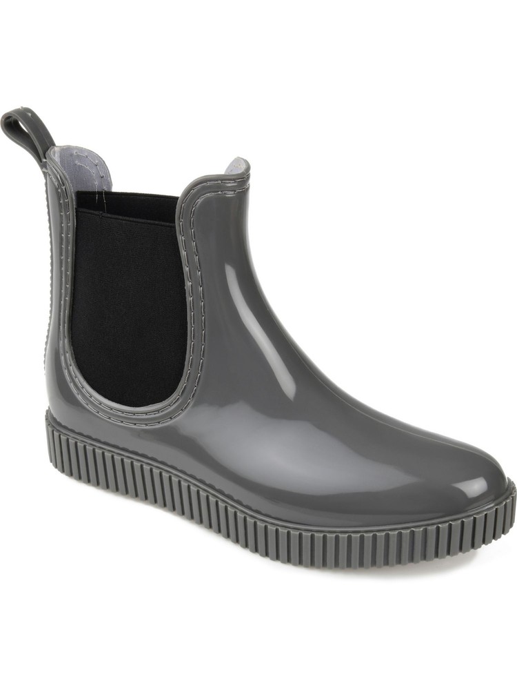 JOURNEE COLLECTION Womens Gray Back Foam Drip Almond Platform Rain Boots 8