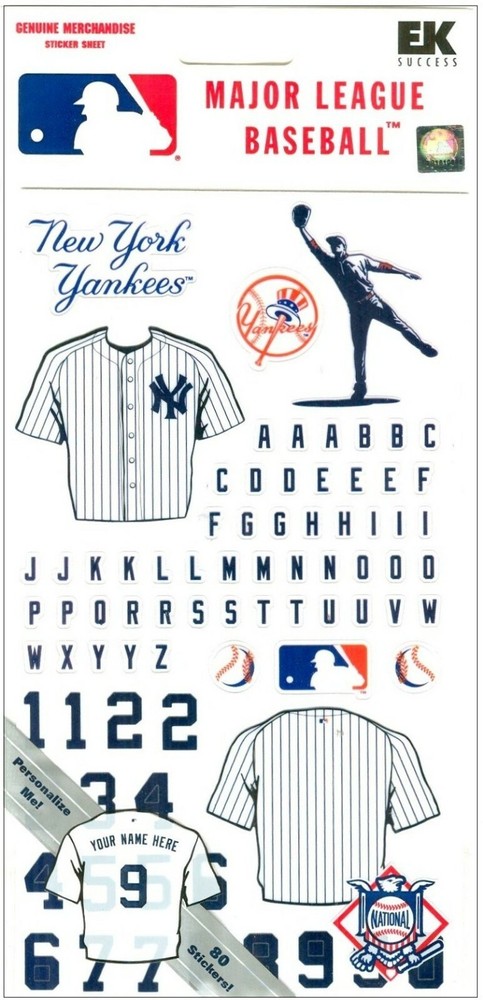 New York Yankees MLB Baseball Scrapbook Jersey Flat Sticker personalize