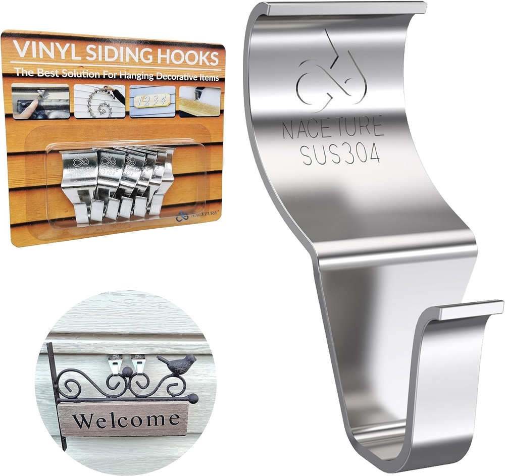 Vinyl Siding Hooks Hanger (6 Pack) | Vinyl Siding Hooks for Hanging Outdoor Deck