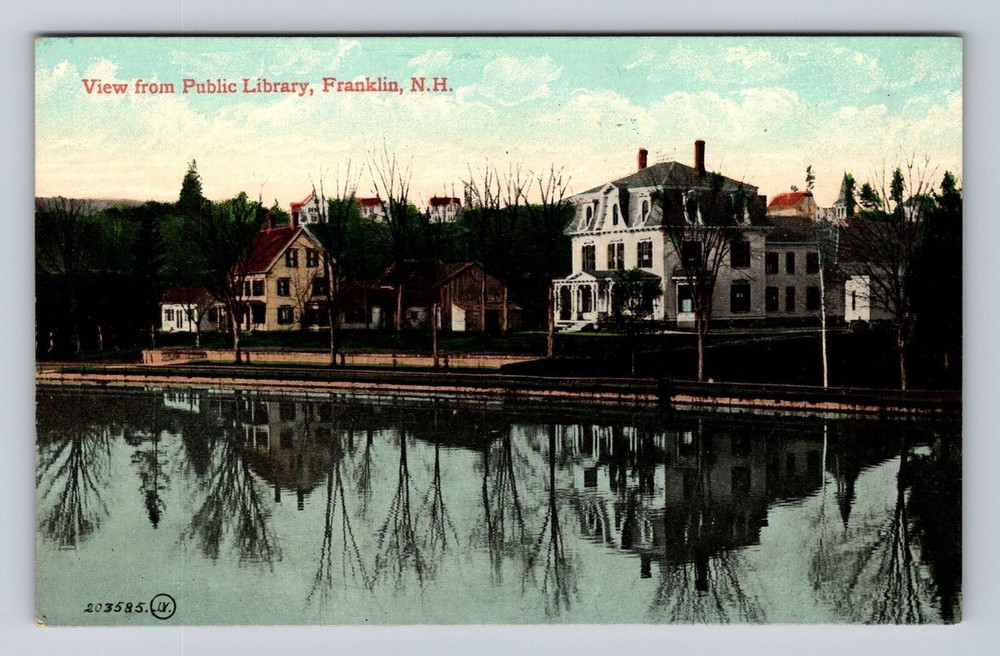 Franklin NH-New Hampshire, View From Public Library, Antique, Vintage Postcard