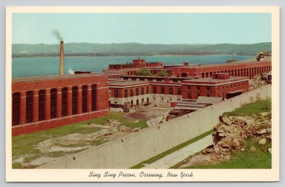Sing Sing Prison Ossining NY Curteichcolor Postcard Hudson River