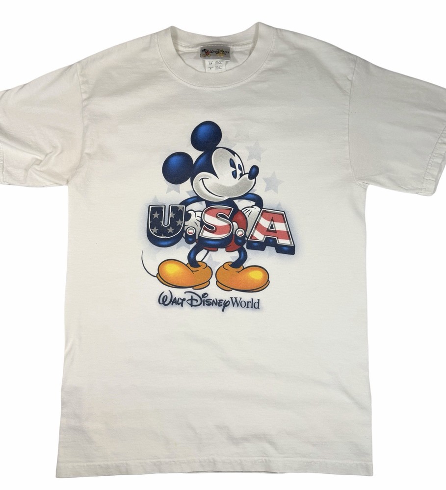 Vintage Walt Disney World USA Mickey Mouse T Shirt Mens Small White