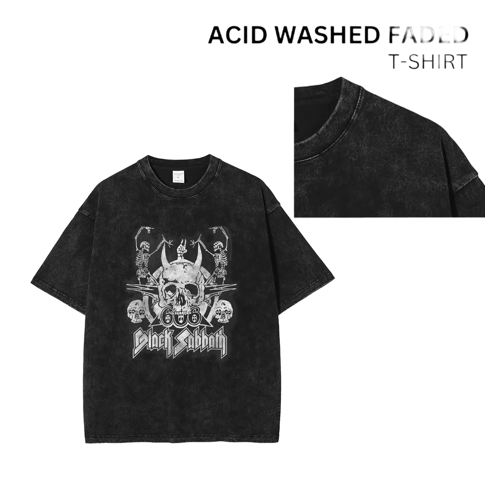 90s Vintage Acid Washed Faded Rock Band Unisex Tee 102045