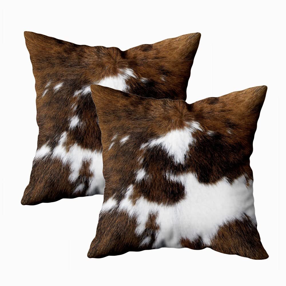2-Pack Hidden Zipper Christmas Cowhide Print Pillowcases 18x18 Inch-image