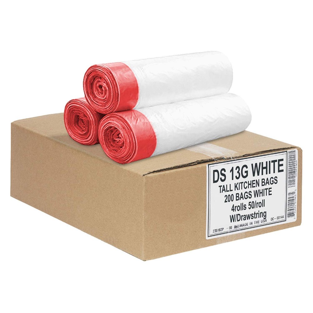 Aluf Plastics Tall Kitchen 13 Gallon Drawstring Trash Bags 0.9 MIL - (Bulk 20...