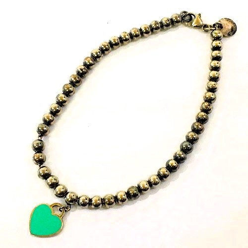 Tiffany & Co Blue Heart Tag Bead Bracelet Preowned Jewelry Gift