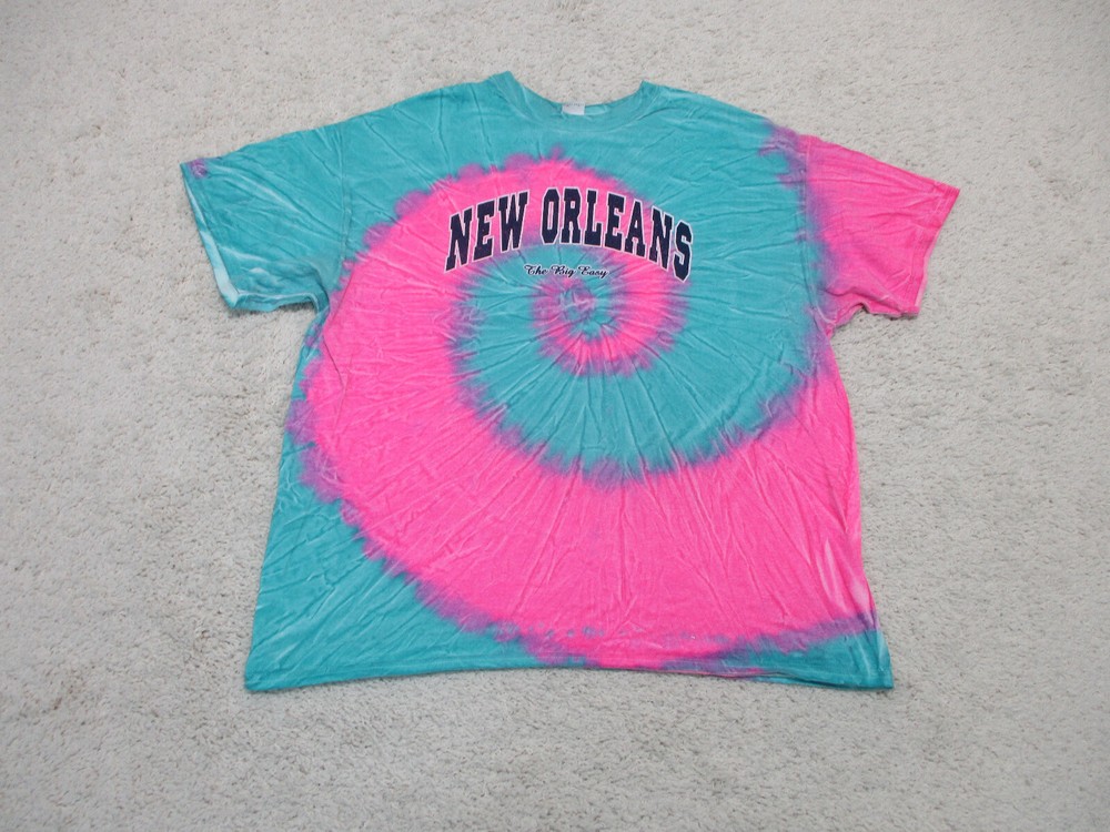 New Orleans Shirt Extra Large Adult Blue Pink The Big Easy Tie Dye Casual Mens
