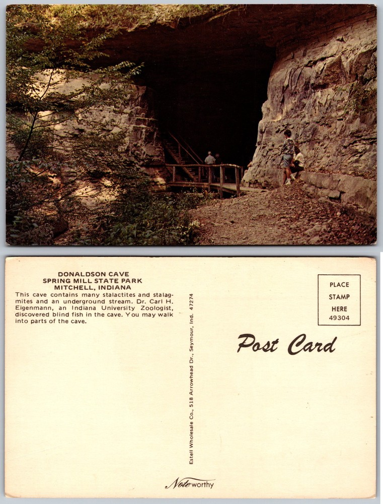 Donaldson Cave Spring Mill State Park Mitchell Indiana Postcard
