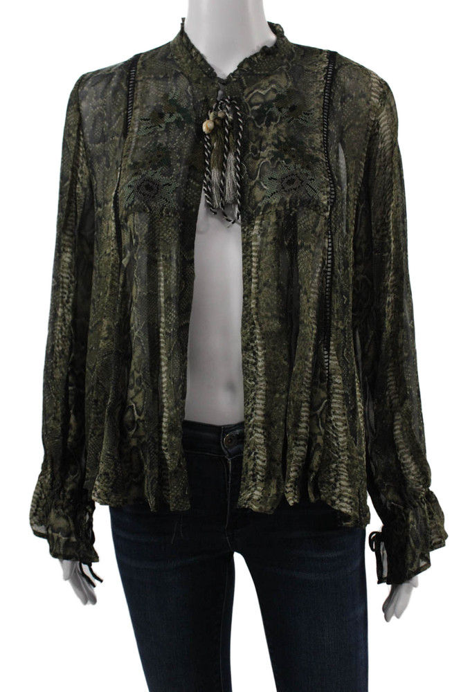 Zara Womens Black Snake Print High Neck Long Sleeve Viscose Blouse Size SFree Shipping in US $100+ Orders | $6.95 Orders Below
