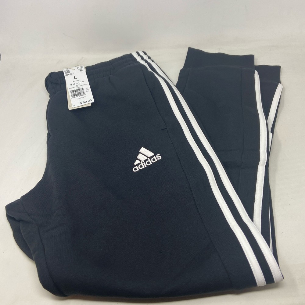 Adidas Essentials 3-Stripes Fleece Sweatpants Black L