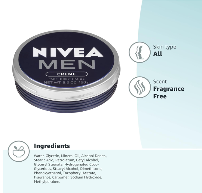 Nivea Men Creme 5.3 Oz Face Body Hands Tins Made in Germany All Skin Type