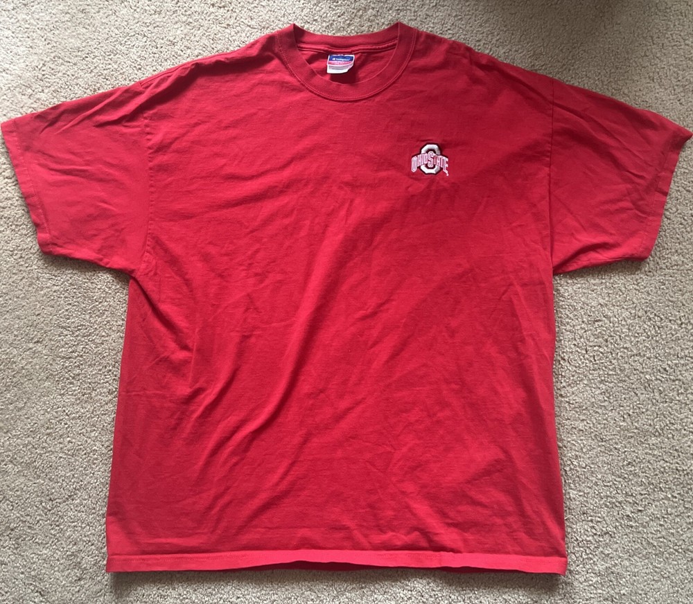 Vintage Champion Ohio State Buckeyes Short Sleeve T Shirt Mens 2XL Red Embroider