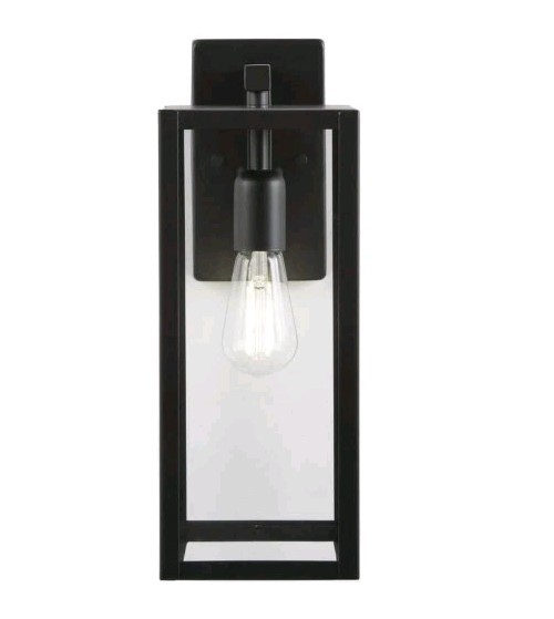 Hampton Bay Hurley Black Modern Indoor/Outdoor 1-Light Wall Sconce