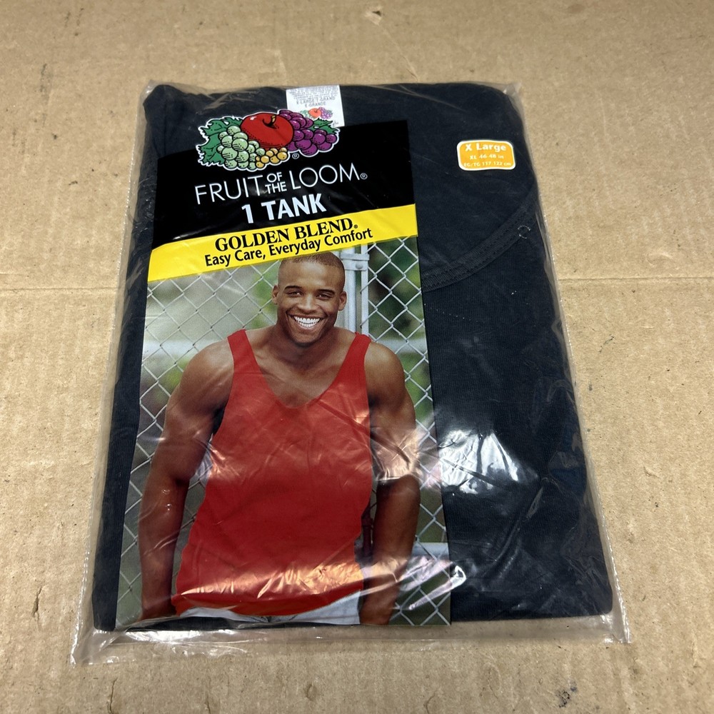 Vintage 2002 Fruit of the Loom Tank Top Black Mens XL 46-48 Golden Blend