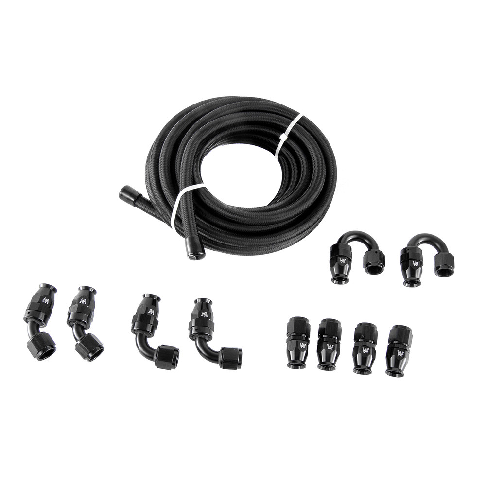20FT 6M 8AN Stainless Steel Braided PTFE E85 Fuel Line Hose Swivel Fitting Kit