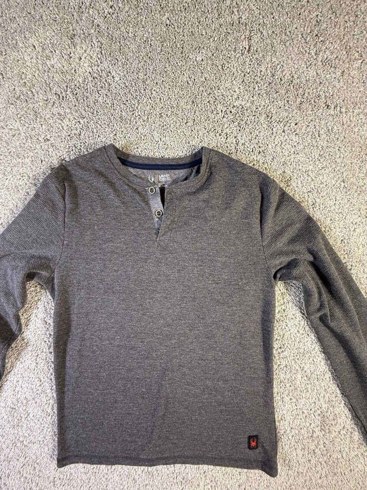 Spyder Loungewear Men's Long Sleeve Waffle Henley Shirt Heather Gray Size Large