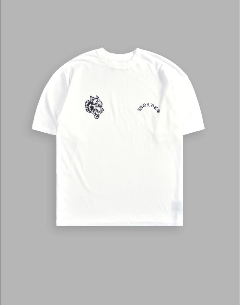 Wolf Chopper “Premium” Oversized Tee In White Medium