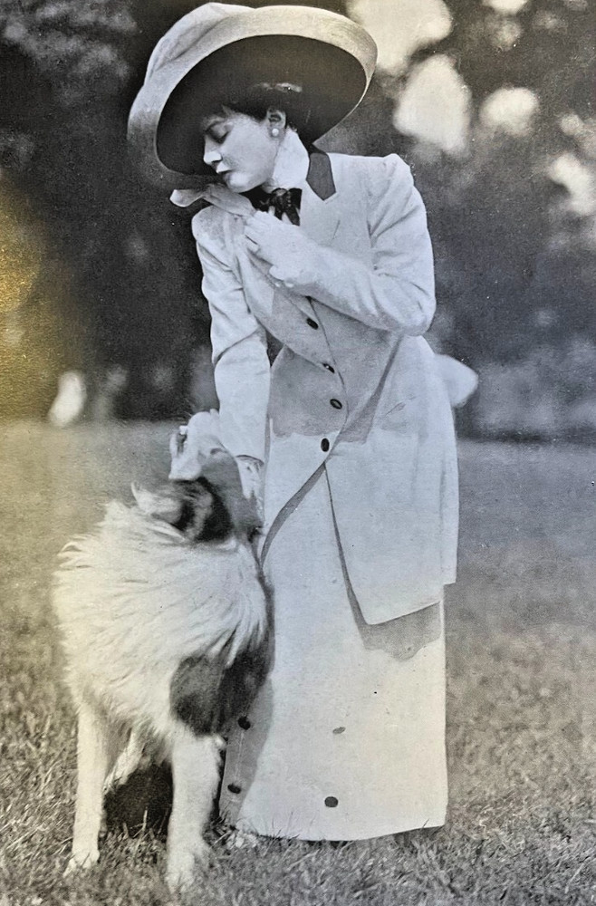 1910 Vintage Magazine Illustration Actress Lotta Faust And Her Dog