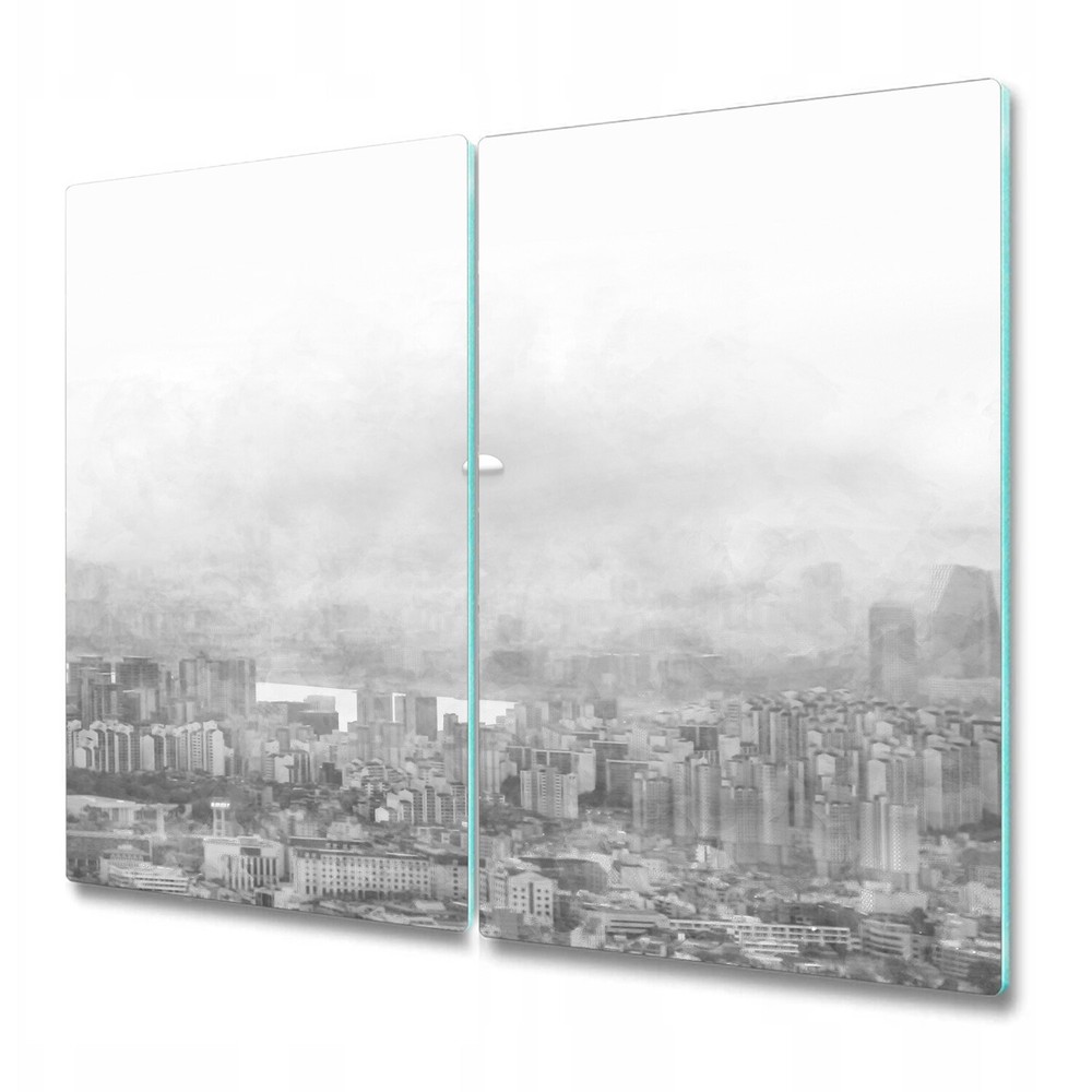 Glass Chopping Board Beautiful Black And White City Illustration Abstract