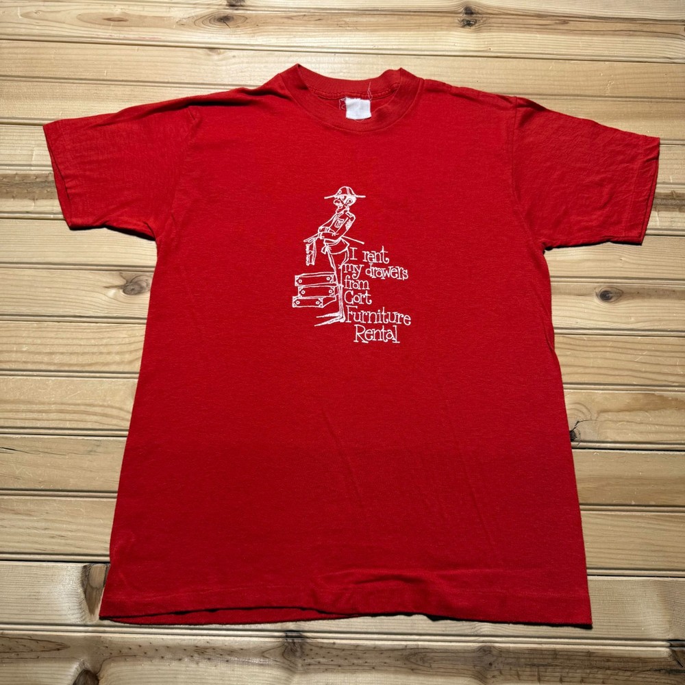 Vintage 80s Cort Furniture Rental Single Stitch Graphic Promo T-Shirt Mens Small