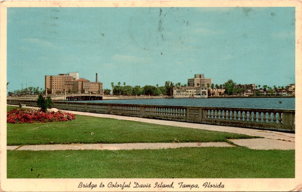 Davis Island, Tampa, Florida, Hillsboro News Co., 14 Feb 1957, Curt Postcard